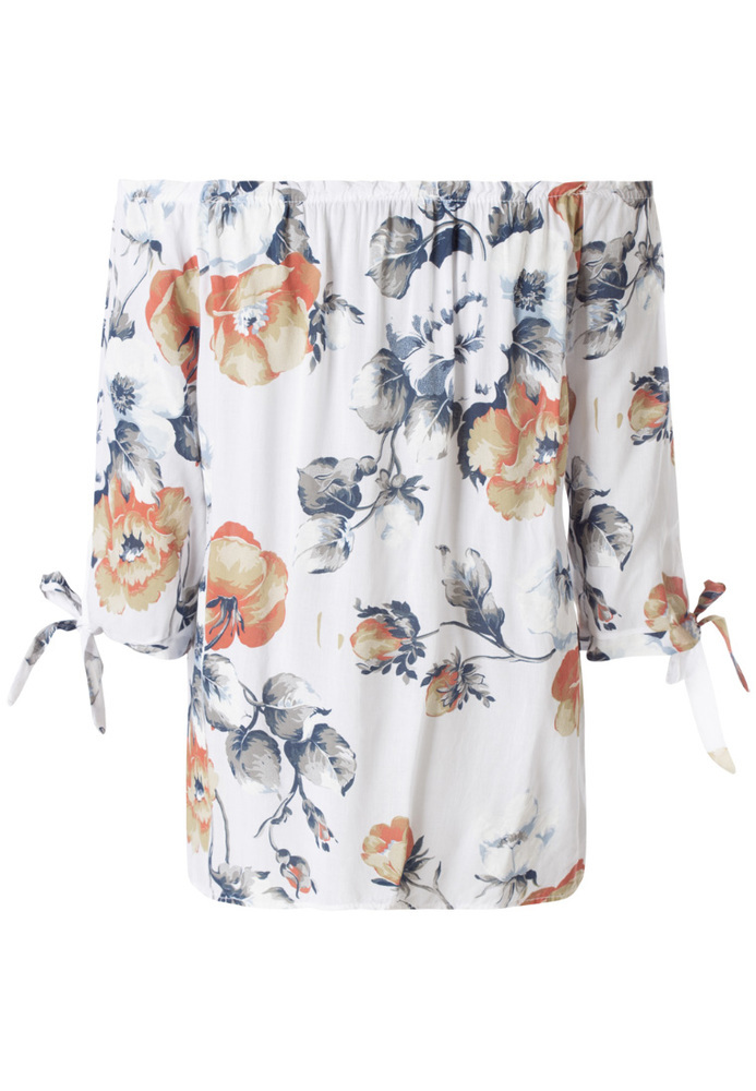 Off-Shoulder-Bluse mit All-Over-Print