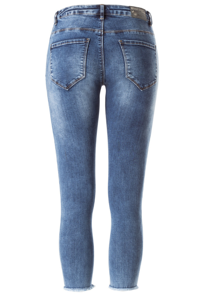 Capri-Jeans mit Blumen-Stickerei