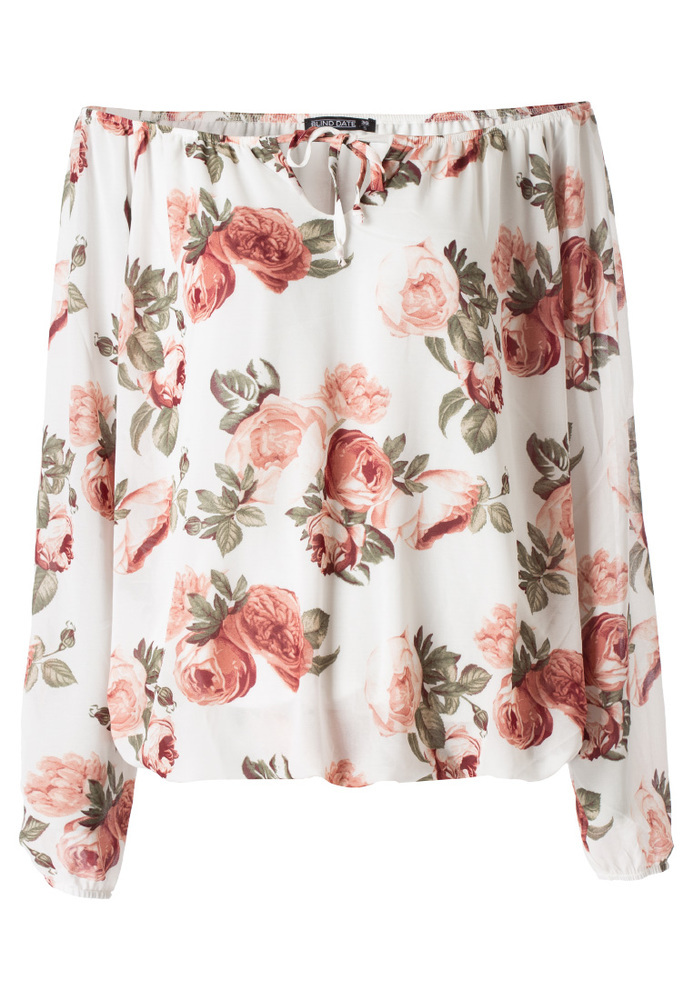 Off-Shoulder-Bluse mit Rosen-Print