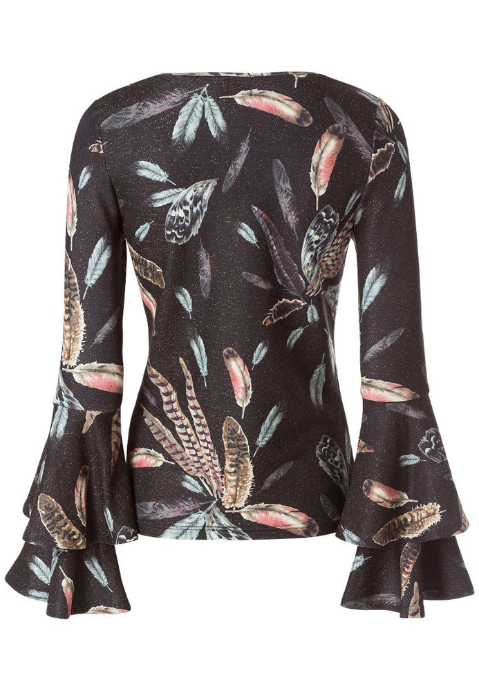 Longsleeve mit Feder-Print