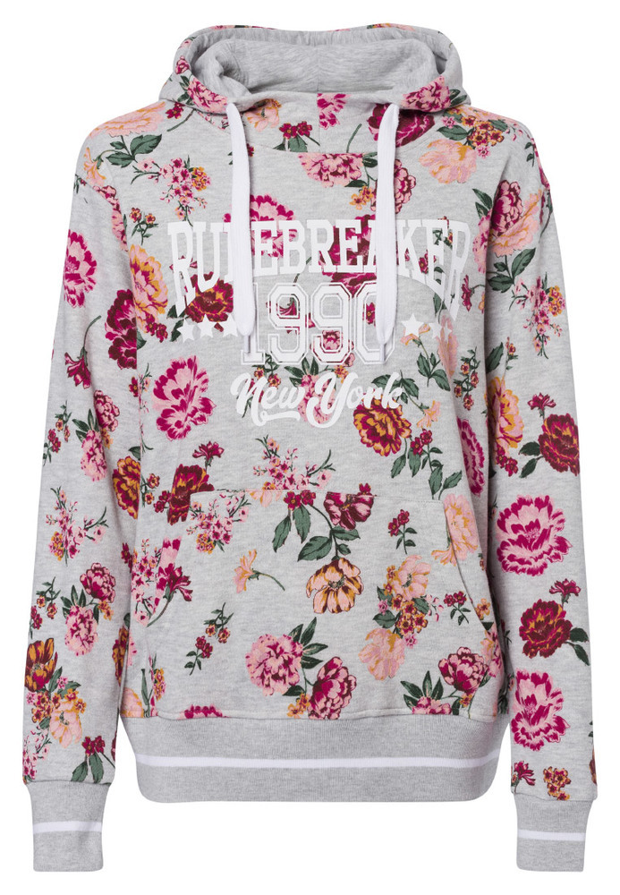 Hoodie mit All-Over Blumen-Muster