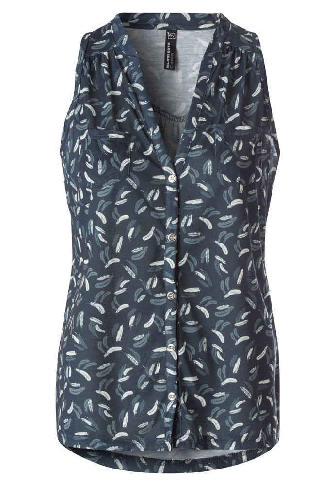 Top mit All-Over Federn-Print