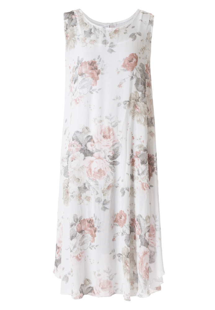 Sommerkleid mit All-Over-Rosen-Muster