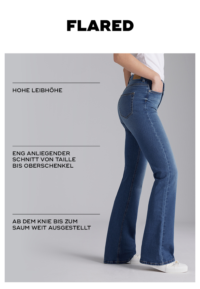 Flared-Jeans mit breitem Bund