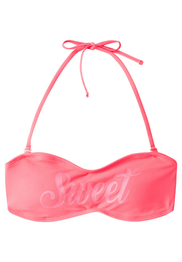 Bandeau-Bikini mit Schriftzug-Print