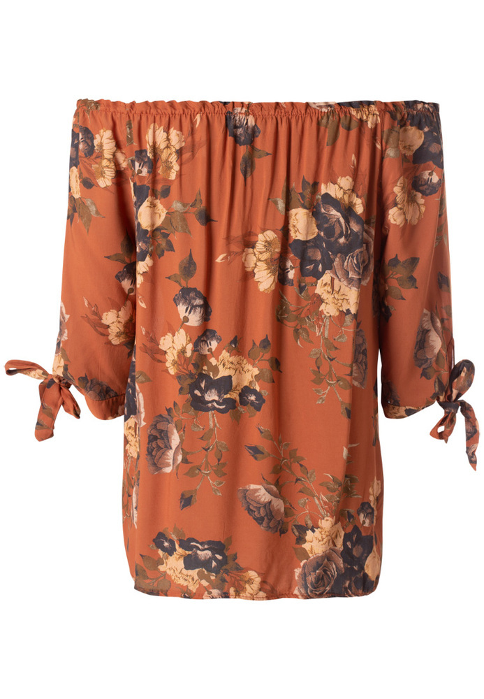 Off-Shoulder-Bluse mit All-Over-Print