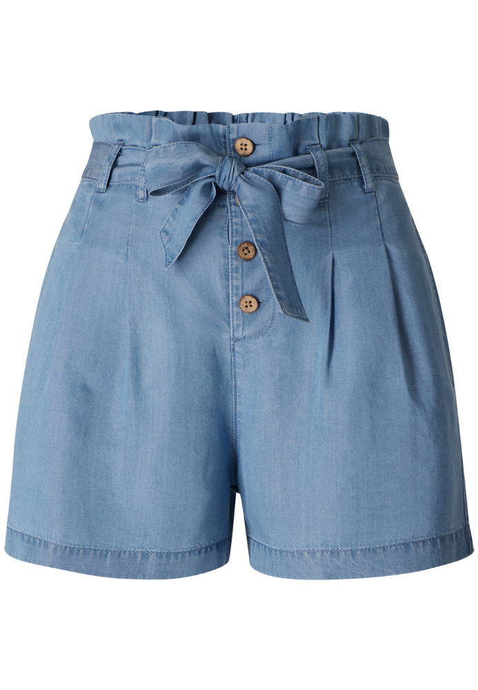 Paperbag-Shorts in Jeans-Optik