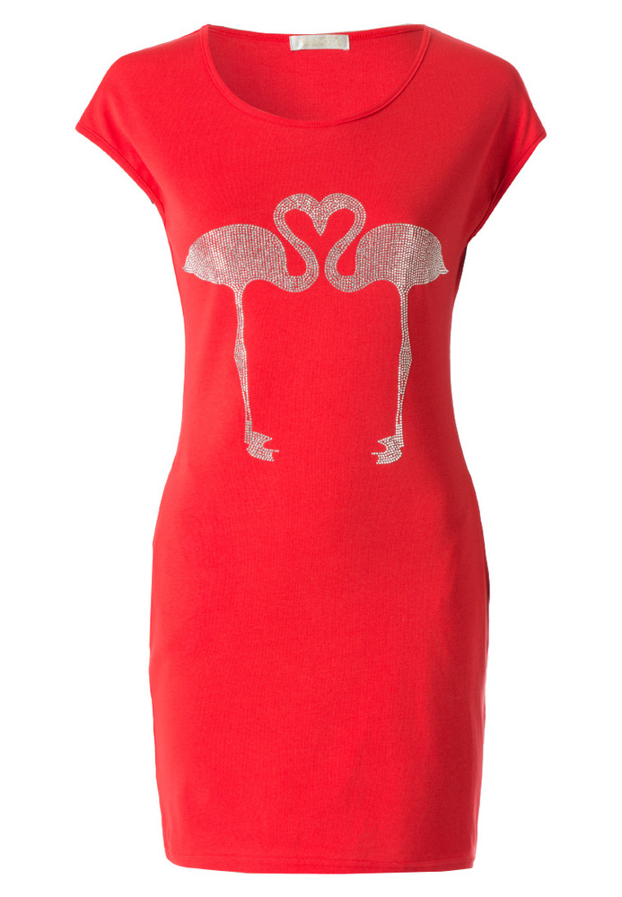 Kleid mit Flamingo-Motiv