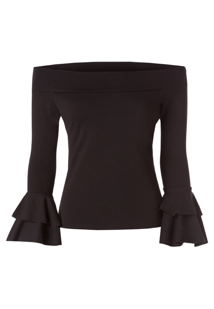 Off-Shoulder-Shirt mit Volantärmeln