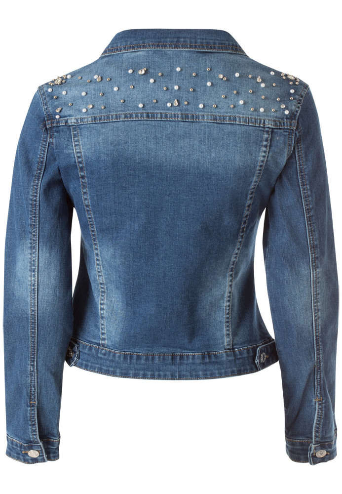 Jeansjacke mit Perlen