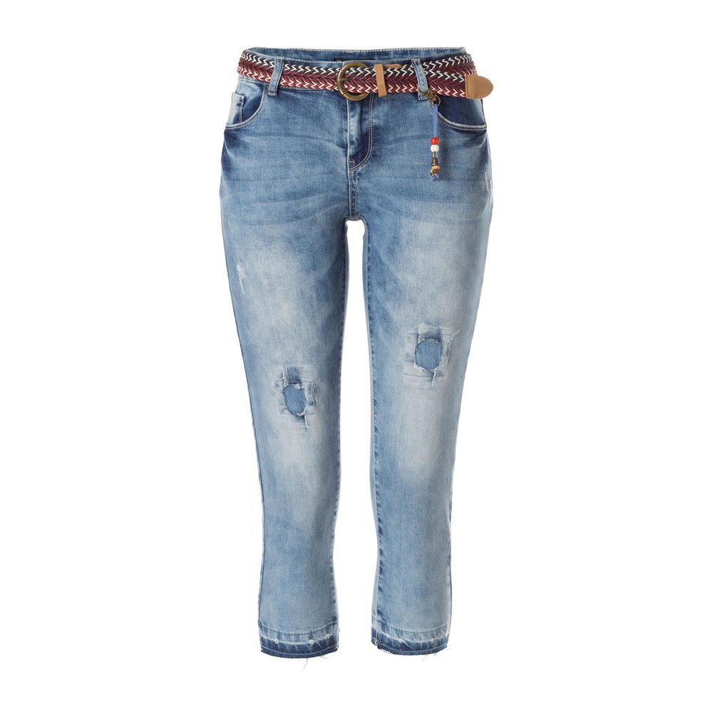 Capri Jeans mit Gürtel