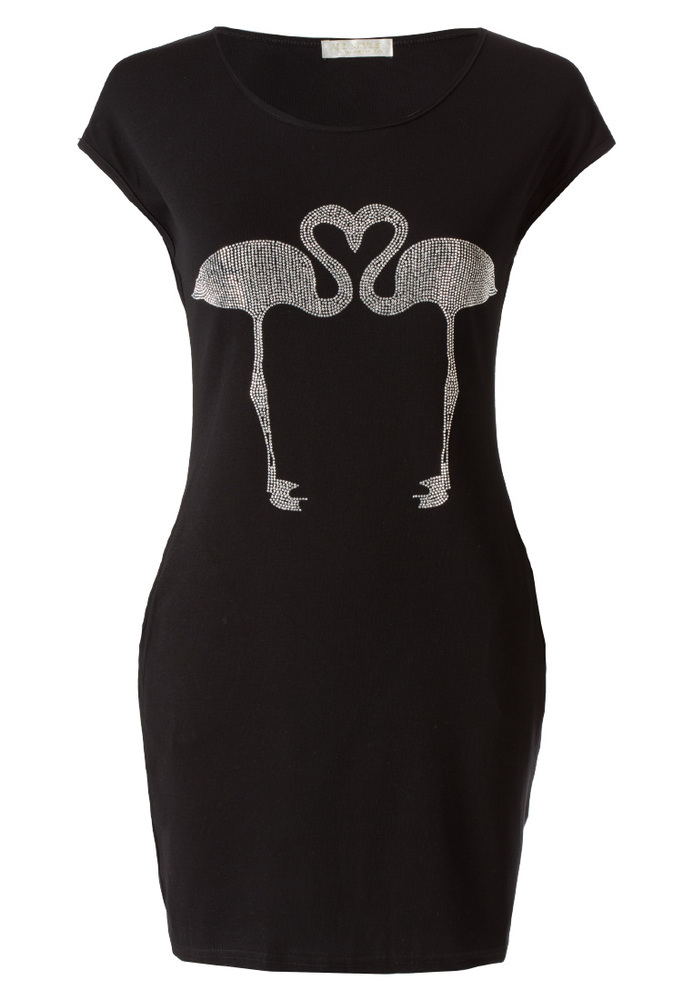 Kleid mit Flamingo-Motiv