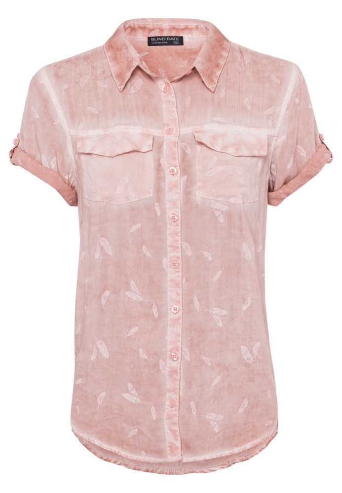 Bluse mit All-Over Federn-Print