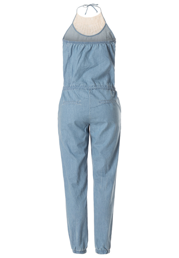 Jeans Jumpsuit mit Häkelspitze