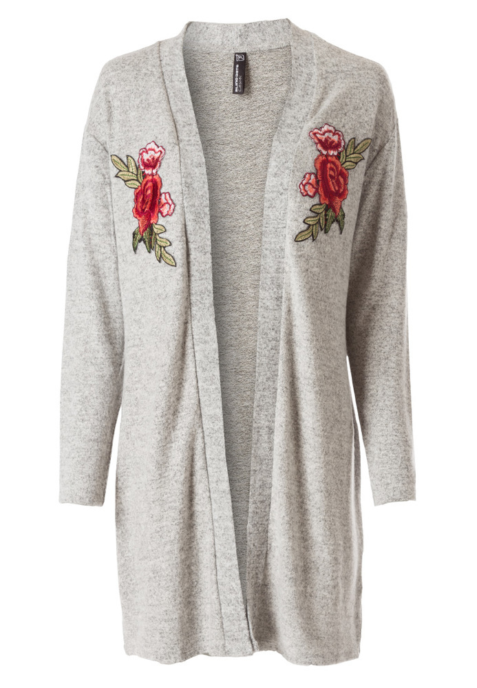 Strickjacke mit Blumen-Stickerei