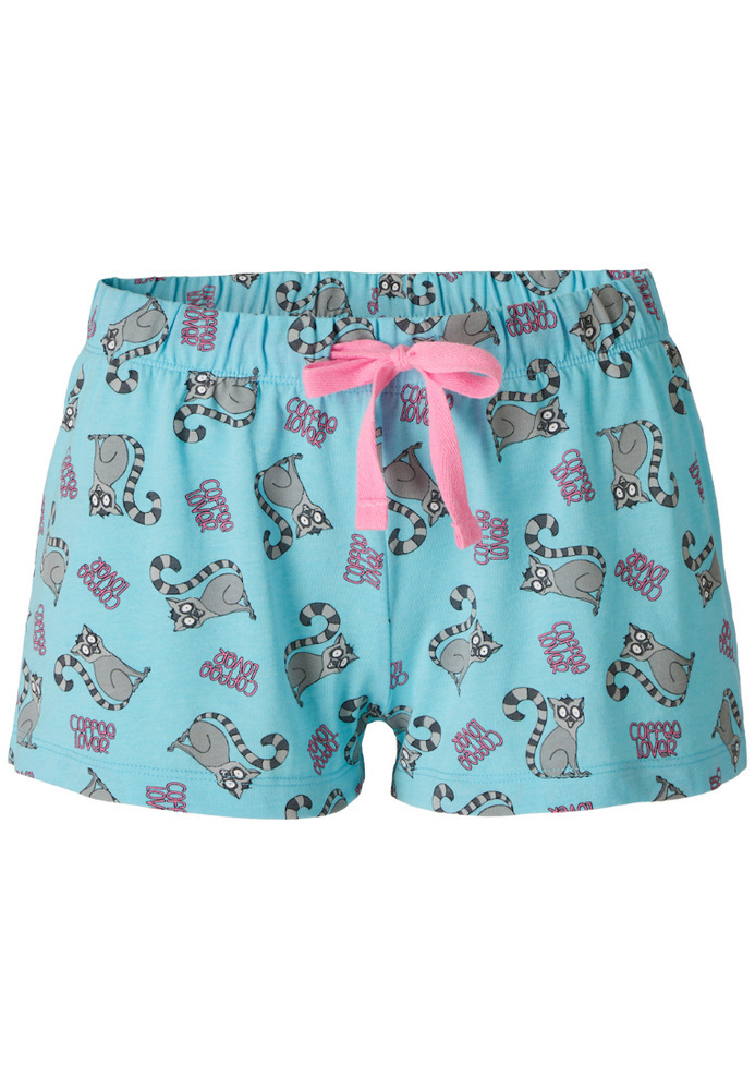 Pyjama-Shorts mit Lemuren-Motiv