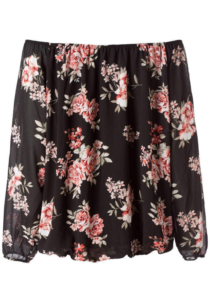 Off-Shoulder-Bluse mit Blumen-Print