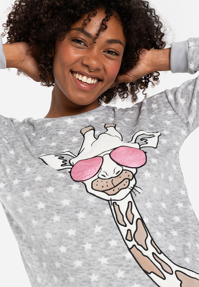 Pyjama-Top mit Giraffen-Motiv