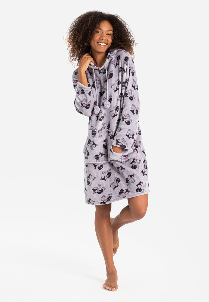 Pyjama-Kleid im Hoodie-Style