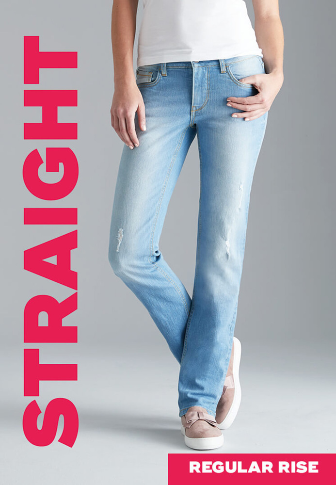 Straight Regular Rise Jeans